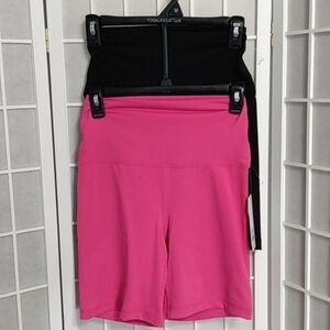 Yogalicious Lux Everyday Size M Bike Shorts‎ 2 Pack Black /Pink